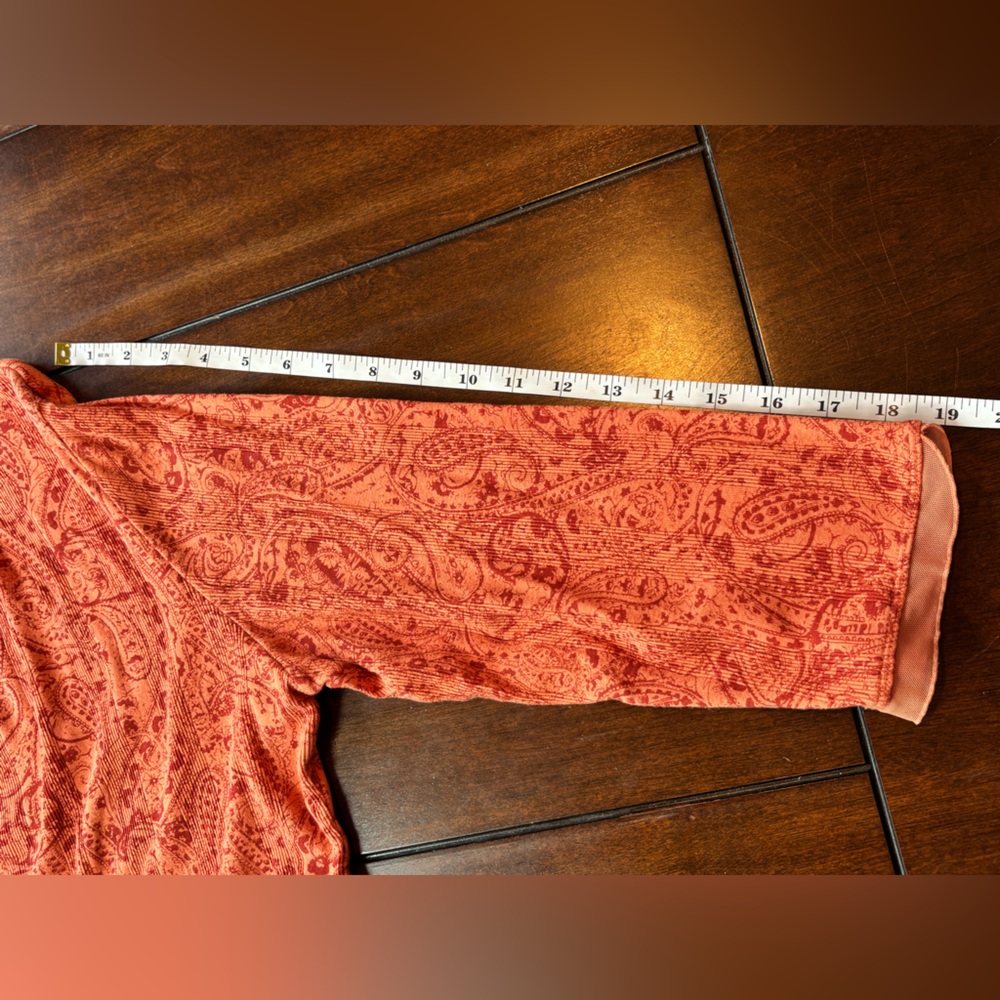 J. Jill XL Burnt Orange Paisley Faux Wrap Top Long Sleeve Soft Stretch - Picture 8 of 8